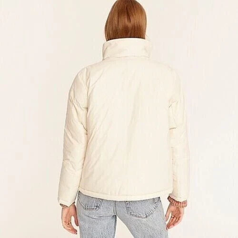 J.Crew XS Womens Sherpa Lined Puffer Jacket White Coat Primaloft $248 Cropped - Picture 2 of 11